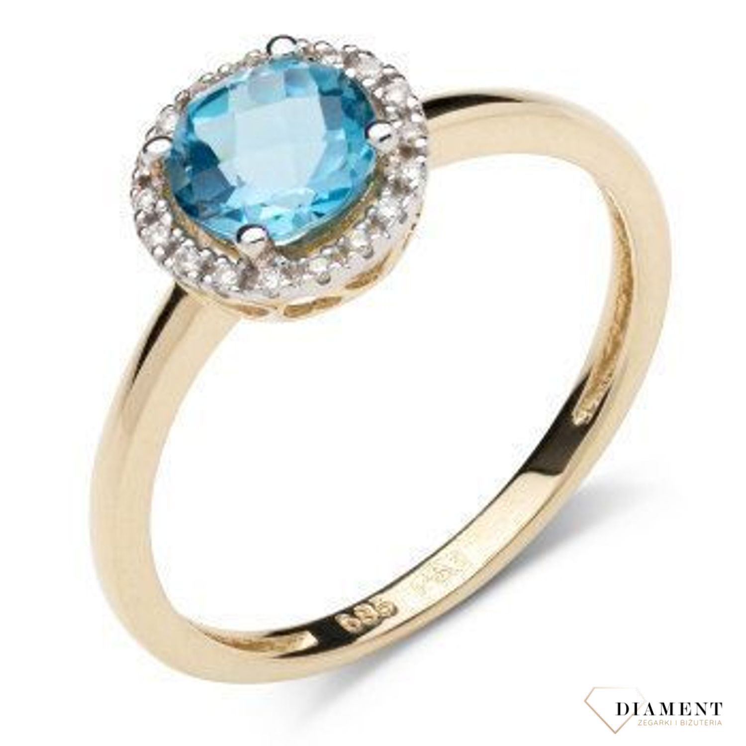 Pierścionek złoty DIAMENT żółte złoto, diamenty, duży topaz. Piękny pierścionek z topazem otulony osiemnastoma brylantami. Klasyka w najlepszym wydaniu.jpg